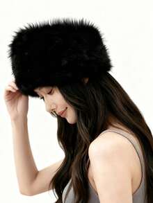 1pc Women's Solid Color Faux Fur Fluffy Hat, Soft Comfortable Warm Minimalist Cap, Casual Versatile Windproof Suitable For Daily Wear, Can Be Matched With Scarf, Autumn/Winter Cold Weather Outfit Women - Multicolor - View 11