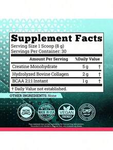 1 Bottle Creatine Monohydrate Powder For Women – 5000mg Creatine + 2000mg Collagen + 1g BCAA 2:1:1 – Supports Lean Muscle, Recovery, Energy & Endurance – Micronized, No Fillers, Made In USA - 1瓶 - 查看 7