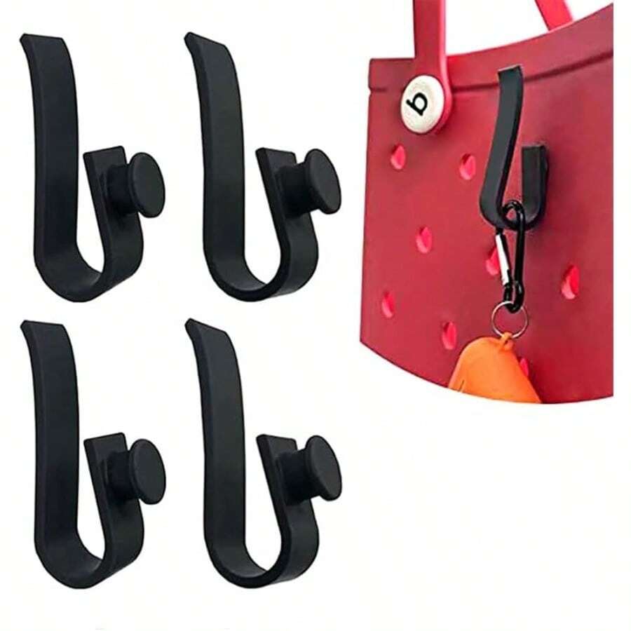 4 Pack Hooks Accessories For Bogg Bags Insert Cup Holder Connector Key Holder Mask Holder For Bogg Beach Tote Bag - Black - màu đen - Xem 1