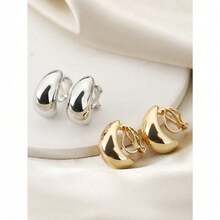 Fashionable Non-Pierced Clip-On Earrings For Women - Yellow Gold - View 3