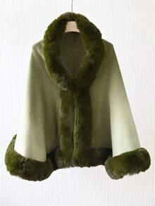 1pc Acrylic Knitted Fabric Faux Mink Collar Plain Color Cape Shawl, Elegant Vintage Style Suitable For Qipao And Evening Dress, Short Knitted Cardigan Jacket For Autumn/Winter - Multicolor - View 27