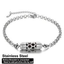 Stainless Steel Aromatherapy Bracelet Diffuser Jewelry Adjustable Chain Hollow Out Flower Perfume Aroma Diffuser Bracelet For Men Women Couple Locket Bracelets - Silver - View 15