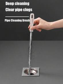 2pcs Bendable Drain Cleaner Tool, Sink Shower Tub Hair Clog Remover, Effective For Capturing Hair And Cleaning Kitchen And Bathroom Pipes - White - View 4