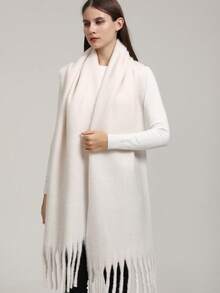 1pc Women's New Solid Color Fluffy Tassel Scarf, Warm And Comfortable Large Shawl, Simple And Versatile For Daily Wear - Multicolor - View 13