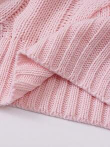 Women's Off-Shoulder Long Sleeve Pullover Sweater, Y2K Gothic Style, Sexy Apparel, Off-Shoulder Top, Versatile Soft Pink Casual Knit Sweater, Country Music Festival Outfit, Women's Music Festival Outfit, Off-Shoulder Sweater, Christmas Sweater Spring - Pink - View 9