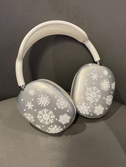 1pc Winter Snowflake Design Protective Case Compatible With Apple Max Bluetooth Headphones