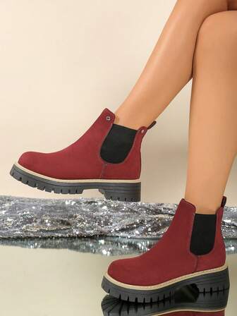 4cm Heel Round Toe Lace-Up Side Zipper Women's Boots, Fashion, Elegant, Casual, Easy To Wear, Comfortable For Daily, Commute, Party, Outdoor, Office