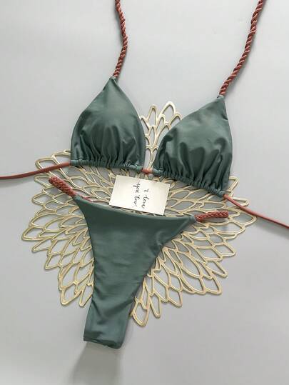 2 piezas Traje de baño con estampado geométrico y floral tropical, bikini casual, lindo, elegante y sexy con estilo bohemio y lazos, adecuado para vacaciones de primavera/verano en la playa, conjunto de mujer, atuendo de playa, bikini de mujer, traje de baño de mujer