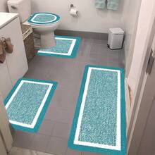 Cyber Monday 4 Pc Bathroom Rugs Sets With U Shaped Toilet Mat, Non Slip Water Absorbent Washable Bath Rugs For Sink, Toilet And Floor, Christmas Decorations For Home - Mint Blue - View 6