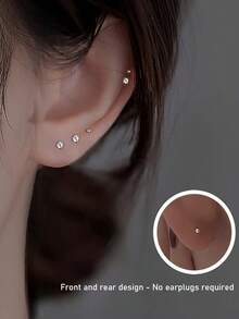 Set de aretes de botón de mini circonita de 2 mm + aretes de botón de mini bola, hipoalergénicos, aptos para piel sensible, postes de aretes cómodos, adecuados para uso diario, unisex, perfectos para parejas - Multicolor - Ver 2