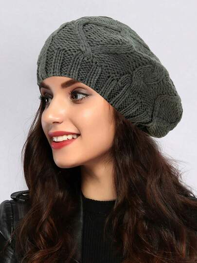 1pc New Arrival Multi-Color Knitted Beret Hat, European And American Solid Color Fashionable Knitted Cap, Casual Hat For Women In Autumn/Winter