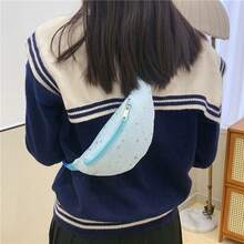 1个女童星形尼龙轻便拉链腰包，时尚腰包，适合秋冬季日常穿着