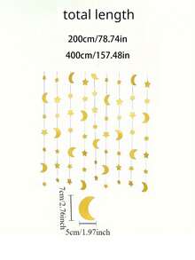 1pc Ramadan Star & Moon Wreath - 78.74/157.48 Inch Gold Shiny Paper Star & Moon Decor, No Electricity Needed - For Home, Decor, Party Or Holiday Celebration, Ramadan Home Decoration - Multicolor - View 4
