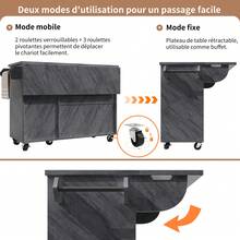 Kitchen Island, Sideboard, 118*45(75)*92cm, Serving Cart, Mobile Kitchen Island, Extendable Kitchen Cart On Wheels, With Towel Rack And Door Shelf, Adjustable Shelves, Three Drawers - Black - View 7