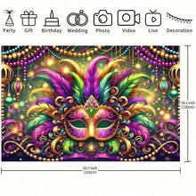 1 件装嘉年华面具背景布，饰有色彩鲜艳的嘉年华面具和彩色羽毛图案，营造闪亮的化装舞会主题，并点缀金色珠子和彩带，非常适合家居、办公室、工作室、派对装饰、生日派对装饰、化装舞会装饰、面具派对装饰以及波西米亚风格装饰。 - 彩色 - 查看 10