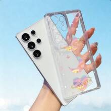Funda de Teléfono con Diseño de Planeta y Estrellas Coloridas, Adecuada para Samsung Galaxy S22 S23 S24 S25 Plus Ultra EDGE FE, Cubierta Trasera Mate Antigolpes, a Prueba de Polvo y Golpes, Regalo Exquisito de Cumpleaños y Festividades, Funda de Protección Completa de Material TPU, Funda Antigolpes, Accesorios de Teléfono de Moda, Funda de Alta Calidad, Funda Resistente a los Arañazos, Usuarios de Smartphones, Compradores de Regalos - Colores mixtos - Ver 3