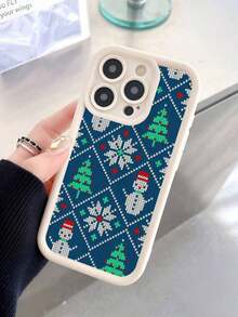 Muérdago Muñeco de nieve Árbol Patrón Teléfono 17 16 16e 15 14 13 12 11 Pro Plus, S25/S24/S23/S22/FE/Ultra, TPU Y2K Soft Cover, Casos a juego, Cover Android, Fundas Para, Cover De, Rojo Rosa Negro Blanco Casos - Blanco - Ver 6