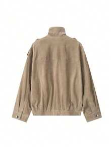 DEEKA Autumn/Winter New Women's European And American Style Fashion Suede Texture Jacket - Light Khaki - View 11
