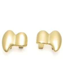 مجموعة من 2 قطعة من أغطية الأسنان المزركشة ذات السطح الناعم والمصقول على شكل أنياب للنساء والرجال، إكسسوارات مجوهرات بتصميم بانك روك للاحتفالات والكوسبلاي وعيد الميلاد