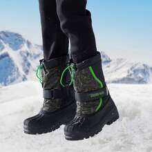 Kids Snow Boots Water-Repellent Mid-Calf Cold Weather Boots For Toddlers To Big Kids - 綠色 - 查看 8