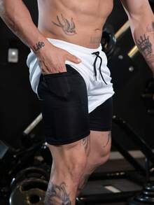 ROCK SAINTS Men's 2-In-1 Dry Fit Bermuda Shorts For Gym, Running, And All Ages - Regular Fit With Drawstring - Sports Shorts - White - View 3