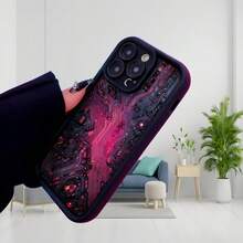 Fundas de teléfono transparentes y modernas,Cubierta de teléfono con diseño de circuito electrónico color negro y morado para hombre mujer estilo futurista ideal para uso diario en oficina hogar y viajes Aplicable a teléfonos Apple y Galaxy - Negro - Ver 3
