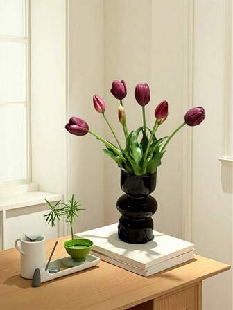 1束/2束（5朵/10朵）人造郁金香，仿真花装饰，适用于客厅、餐桌、家居装饰