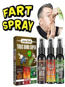 JUE FISH Jue-Fish Fart Spray (Set) - Halloween, Christmas, April Fool's Day Prank Liquid Toy, Stinky Joke, Poop Bomb Flavor, Entertainment Party - Multicolor - View 4