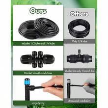 240FT Drip Irrigation System Kits - Automatic Garden Watering Sprinkler With 1/2 1/4 Inch Tubing Hose Patio Misting Plant Irrigation Water Equipment Quick Connector For Greenhouse Flower Beds Lawn Efficient Water Distribution And Easy Installation For Outdoor Gardens And Indoor Greenhouses - 240英尺 33英尺 主管道 207英尺 14號管道 - 查看 4