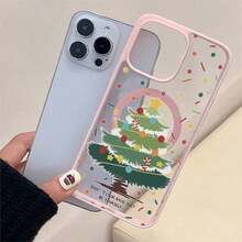 Un teléfono beige simple y elegante con un árbol, patrón de letras, función de succión magnética, compatible con los modelos 11/12/13/14/15/16/17 y Pro/Plus/Pro, S22/223/824/S25/Ultra/FE/. Adecuado como familia y amigos, ocasiones adecuadas como vacaciones, cumpleaños, Halloween, día de San Valentín, etc. - Rosa - Ver 2