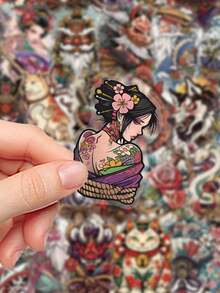 50 miếng dán hình xăm tạm thời theo phong cách Nhật Bản, dùng để trang trí sổ lưu niệm, nhật ký, ốp điện thoại, iPad, hành lý, ván trượt, đàn ghi-ta, - nhiều màu - Xem 6