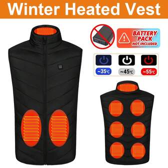 男女通用冬季保暖加热背心，智能USB加热背心，内置9个碳纤维加热垫，3档温度调节