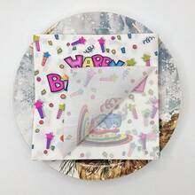 20PCS 33x33cm 2-Ply Happy Birthday Printed Napkins, Colorful Cake Design Party Supplies For Celebration Decorations - White - View 4