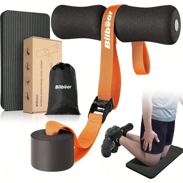 Adjustable Nordic Hamstring Curl Strap With Kneeling MatPortable Nordic Strap For Hamstring Curls Hamstring Stretch Crunch Situps Nordic Curl Machine At Home Withstand 400lbs