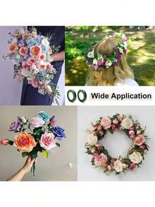 100m/5 Rolls Garden Floral Tape, Green Stem Wrap Tape For Bouquet, Floral Shop DIY Craft Decoration, Suitable For Valentine's Day, Mother's Day, Easter, Halloween, Christmas