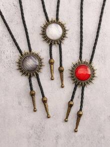 1pc Retro Bronze/Silver Butterfly Pendant Necklace, Casual Woven Black Leather Strap, For Men Gift - Butterfly - View 15