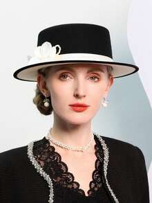 HIMESPORT 优雅迷人的帽子 | 婚礼德比鸡尾酒草编宽边帽 | 女士复古正式教堂茶会礼服 | 夏季海滩母亲新娘肯塔基帽子