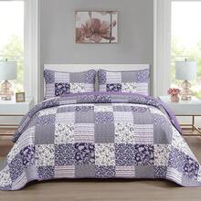 3 Pieces Purple Plaid FloralQueen King California King Size Reversible Bedspread Coverlet Set Soft Microfiber Bedding Set Pillowcase,For Wedding Items,Valentines Day Home Bed Room Decor,Mothers Day Gift,All Season - Purple Plaid Floral - 查看 11