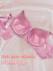 Brasier Sujetador ROP.39 Diseño de Encaje Floral efecto push-up ELE-GATE - Rosa - Ver 5