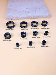 11个9毫米超薄硅胶耳扩，朋克风黑白圆点效果耳饰，极简时尚耳塞 - 耳廓 - 查看 2