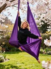 5,5 x 3 mètres Hamac de Yoga Aérien, Balançoire de Yoga Aérien Premium pour le Yoga Anti-Gravité, la Pratique d'Inversion, Améliorer la Flexibilité et la Force du Centre - Multicolore - Voir 2