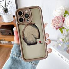 Cubierta de teléfono con borde protector color negro diseño de tronco de árbol y mariquita para uso diario y estilo natural - Café integral - Ver 7