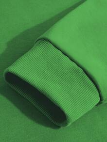 Women's Green Drop Shoulder Loose Fit Crew Neck Sweatshirt, Pullover Top, Suitable For Spring & Autumn - Light Green - View 3