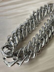 1 件复古朋克风格铁链几何项链，独特的嘻哈粗链颈链，适合女士，可作为派对礼物 - 銀色 - 查看 12
