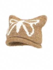 秋冬季蝴蝶针织帽，简约百搭设计，保暖舒适，女士佩戴更显气质 - 彩色 - 查看 2