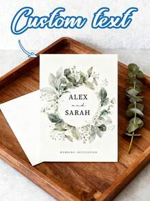 Customized Eucalyptus Floral Wedding Paper Invitation, Minimalist Greenery Design, Personalized With Names And Details, Elegant Wedding Keepsake - Multicolor - View 9