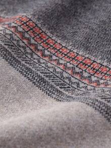 橄榄绿男士休闲条纹圆领厚针织衫，冬季 - 駝色 - 查看 9