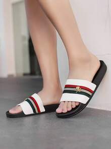 23# Plus Size Men's Summer Slippers, Size 36-50, Outdoor Comfortable Casual Shoes, Lightweight Non-Slip House Slippers, Wear-Resistant Breathable Men's Sandals, Outdoor & Daily Wear (Asymmetric Pattern). The Soles Of These Slippers Are Made Of EVA Material. Do Not Expose To Direct Sunlight For A Long Time, Otherwise The Shoes Will Shrink. - 217 White - View 4