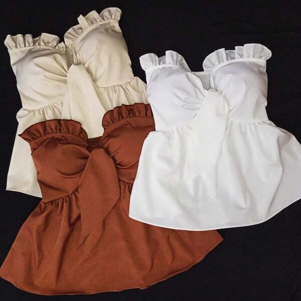 BLUSA FENININA BATINHA LISTRADA E LISA TOMARA QUE CAIA CASUAL.