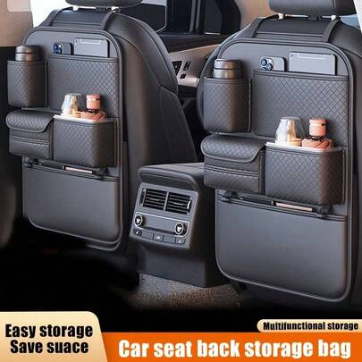1/2pcs Universal Car Backseat Organizer, Waterproof Kick Mats, Storage Pockets, Road Trip Car Accessories